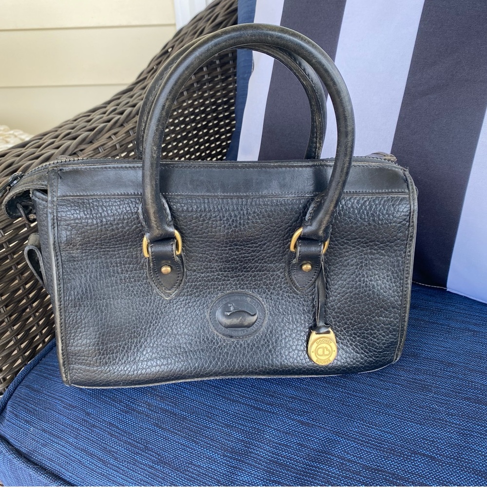 Rare Vintage Dooney & Bourke Black Saddle Leather Satchel